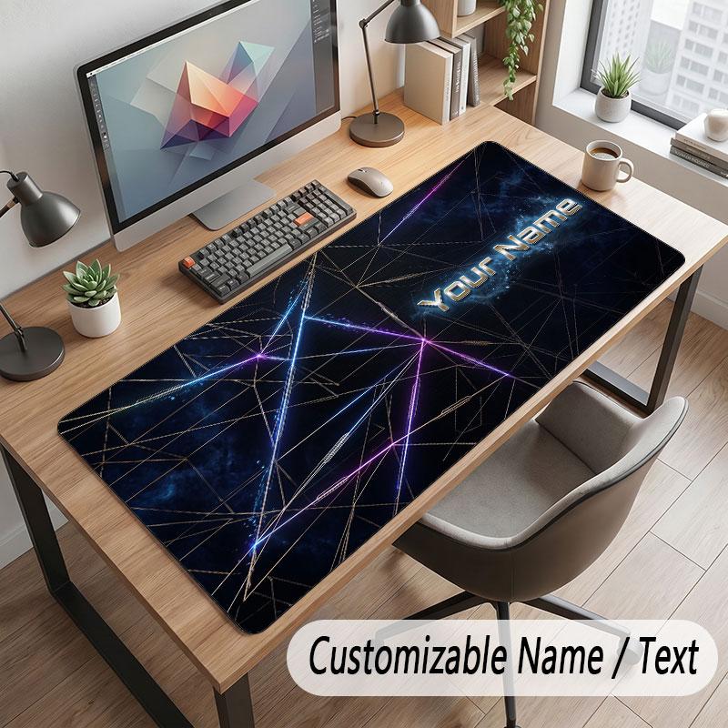 Neon Colorful Theme Customized Mouse Pad Personalized Print Name Text Desk Mat For Home Office Table Decor