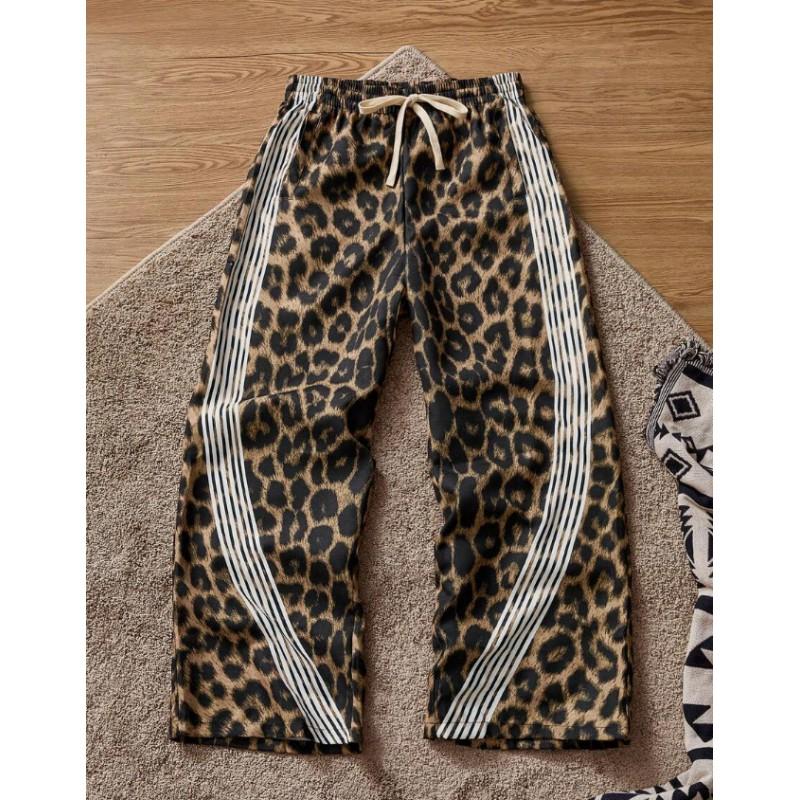 Pantalon de survêtement à rayures rétro avec badge imprimé lettre pour homme - Coupe ample droite - Streetwear - Pantalon décontracté