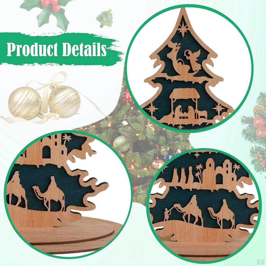 Christmas Decoration Tree Decorative Wooden Sign Desktop Ornament for Holiday