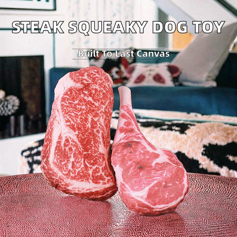 Factory  Eco Polyester Custom Logo Simulated Steak Squeaky Dog Chew Toy Durable Interactive Indoor Pet Puppy (Red,S) красный