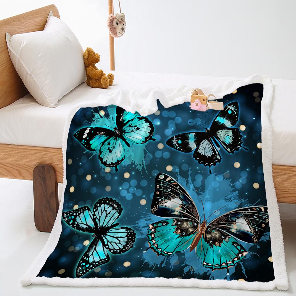 Blanket Butterfly Personality Digital Printing Lamb Fleece Crystal Fleece Blanket