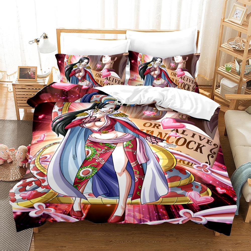 Cartoon Girl Bedding Set Home Quilt Cover Pillowcase Double Bed Full Size Bedspread Set Washable Zipper Comfortable Home Decoration