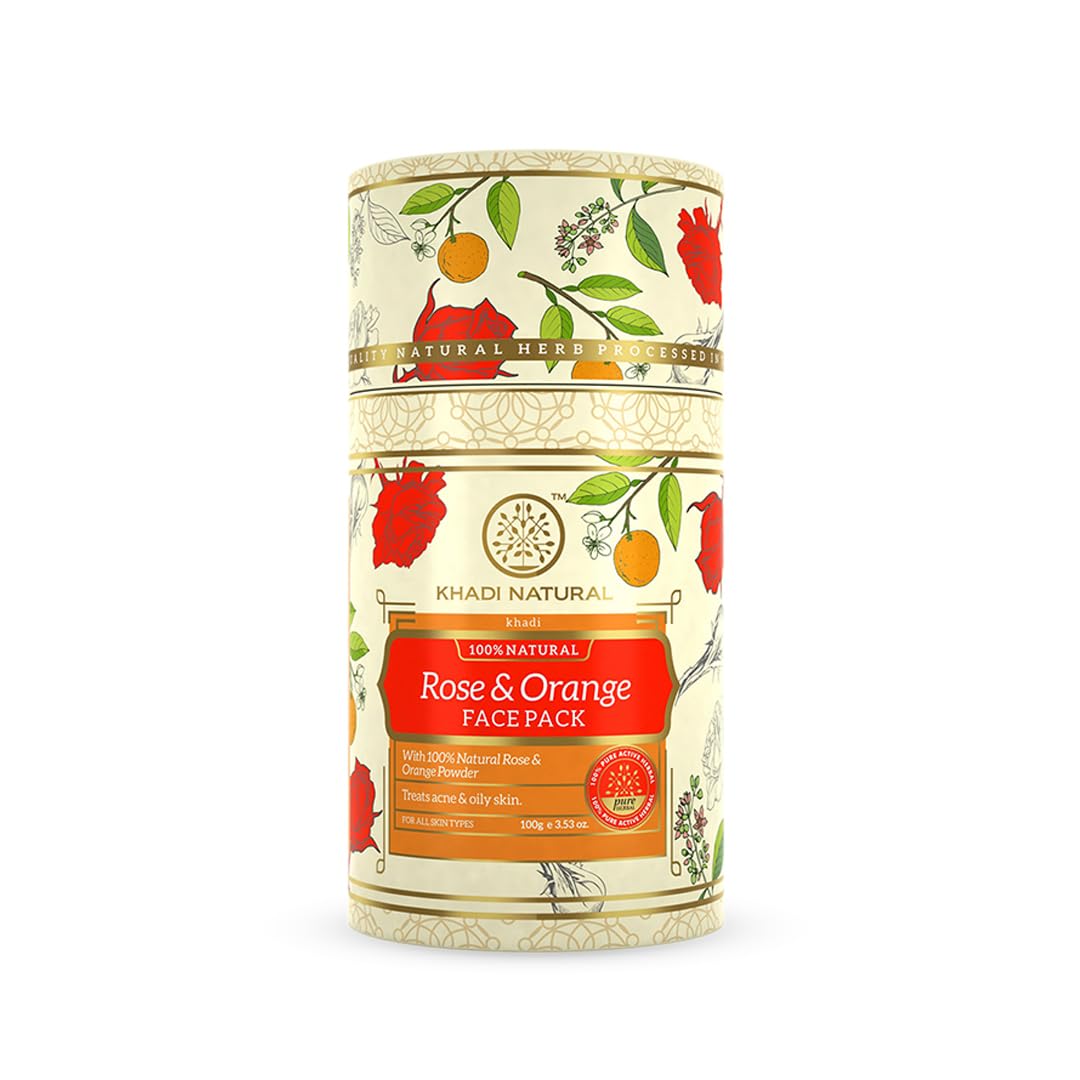 

Khadi Natural Ayurvedic Rose & Orange Face Pack For Glowing Skin Exfoliating Formula 100 g For All Skin Types