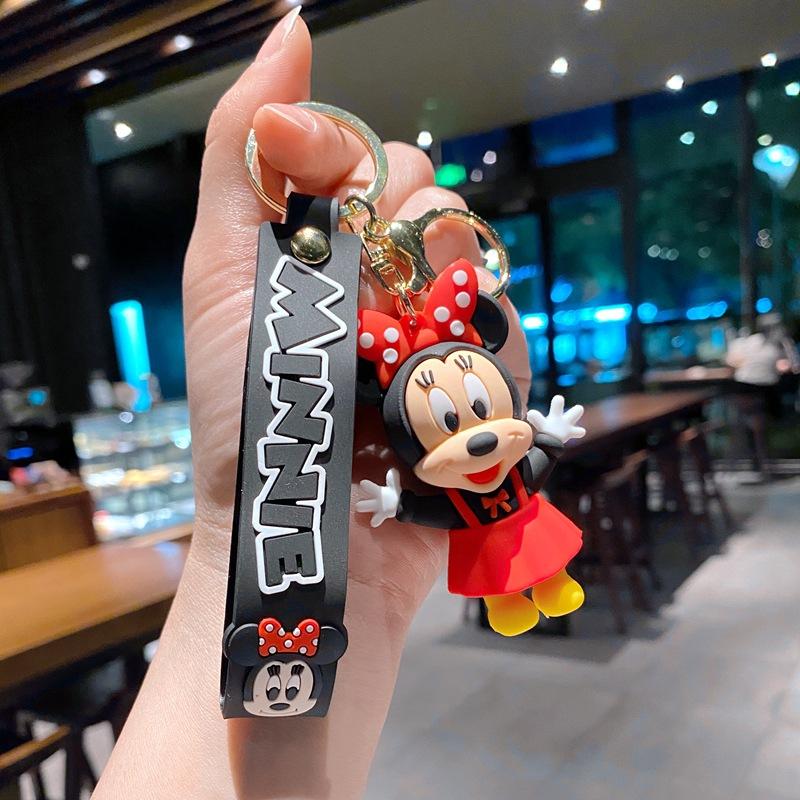 Anime Mickey Keychain Cartoon Stitch Cute Minnie Keyring Student Bag Hanging All-match Car Key Chain Christmas Gifts