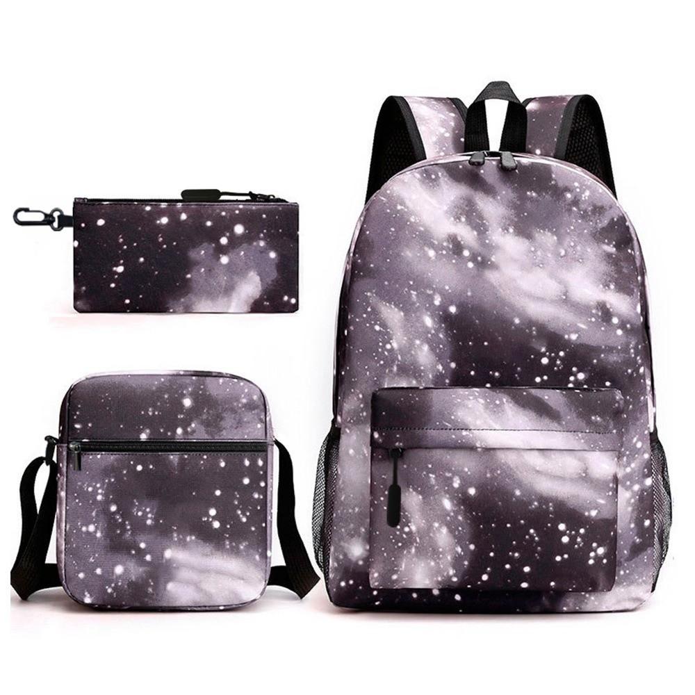 

3pcs/set Cartoon Printed Students Backpack Wear Resistant Large Capacity Shoulder Bag Crossbody Bag Kit Ergonomic Modern