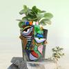 Abstract Face Flower Pot Unique Head Vase Picasso Style Planter Container with Drainage Hole for Home Garden Decoration Gifts