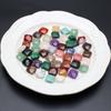 5Pcs/Pack Faceted Natural Stone Beads with Hole, Square Crystal Agate Amethyst Malachite Turquoise Gem Loose Beads for DIY Jewelry Accessories 12x12mm