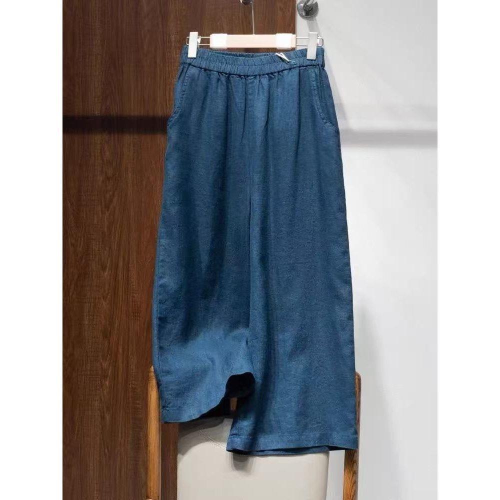 

Women s High-Waisted Black Wide-Leg Cropped Pants - Loose, Comfortable, Slimming Fit with Pockets. XL (130-145 lbs)