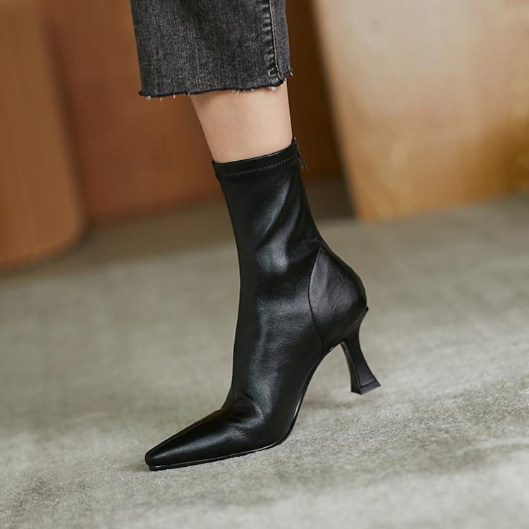 Autumn and Winter High-heeled Elastic Pointed Short Boots Women's Shoes Ankle Socks Boots