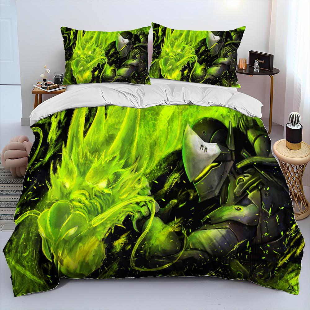 3D OW Overwatch Game Gamer DVA Comforter Bedding Set,Duvet Cover Bed Set Quilt Cover Pillowcase,King Queen Size Bedding Set Kids
