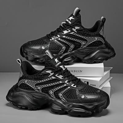 Men's Shoes Fashion Korean Mesh Thick Bottom Shoes Outdoor Anti-slip Lightweight Comfortable Shock-absorbing Sneakers Casual Breathable Running Shoes