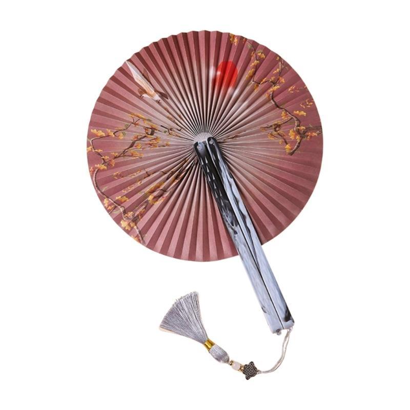 

Round Fan Vintaged Folding Fan For Dance Performances Home Wedding Decoration
