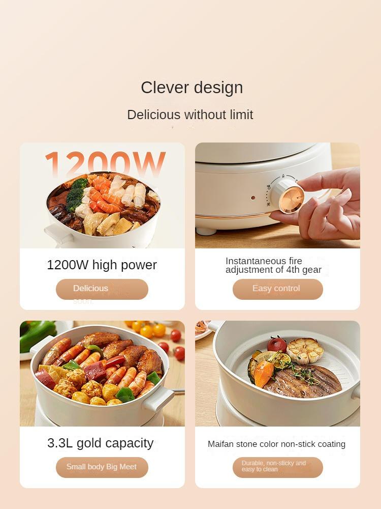 220V Electric Hot Pot Household Home Split Type Electric Cooking Pot Multi Cooker