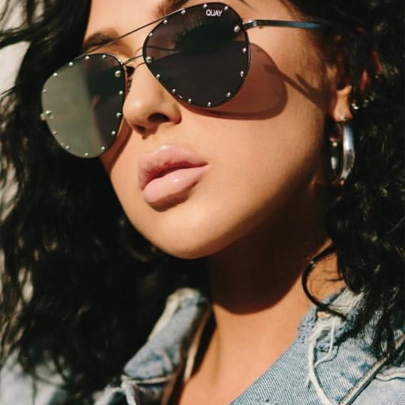 Wipon Women's Fashion Quay Sunglasses Design Brand High Key Sunglasses Oculos Gafas Uv400 Rhinestone Pilot Eyewear Accessory Cm