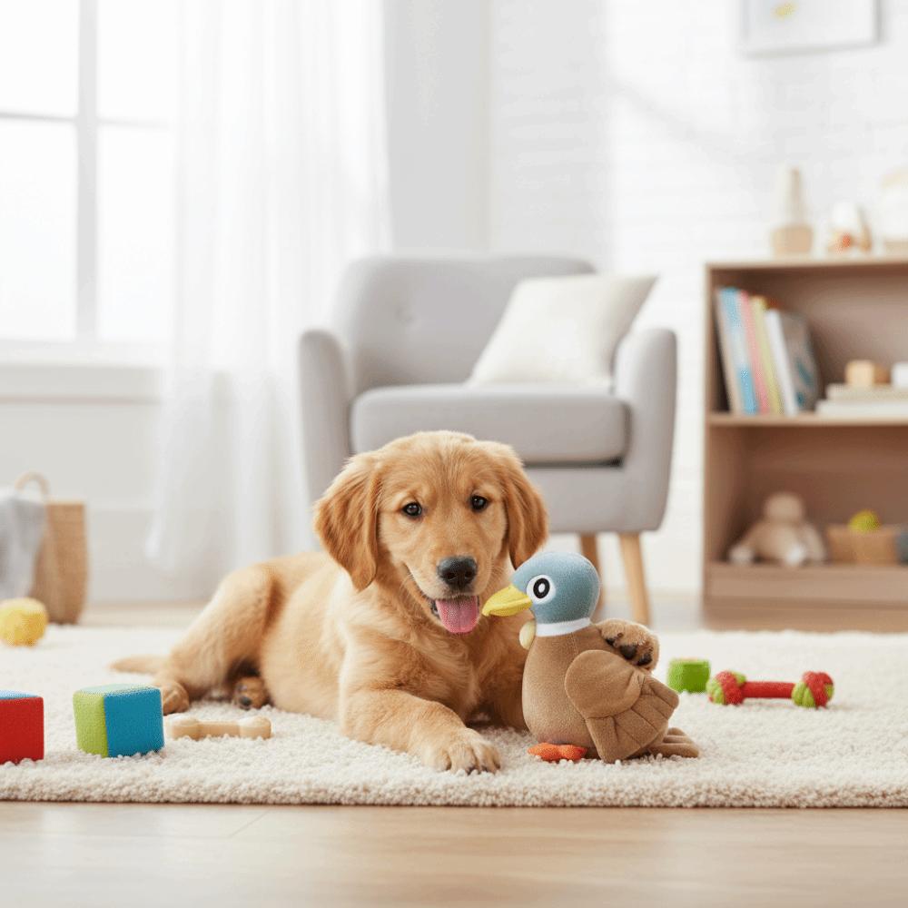 Bite-resistant Plush Duck Dog Toy Soft Plush Dog Chew Toy Cute Design Squeaky Dog Toy Puppy Play