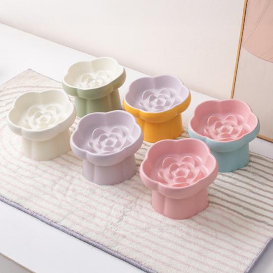 Ceramic Slow Feeder Pet Bowl Dogs Cats Anti-Choking Slow Eating Food Bowl Elevated