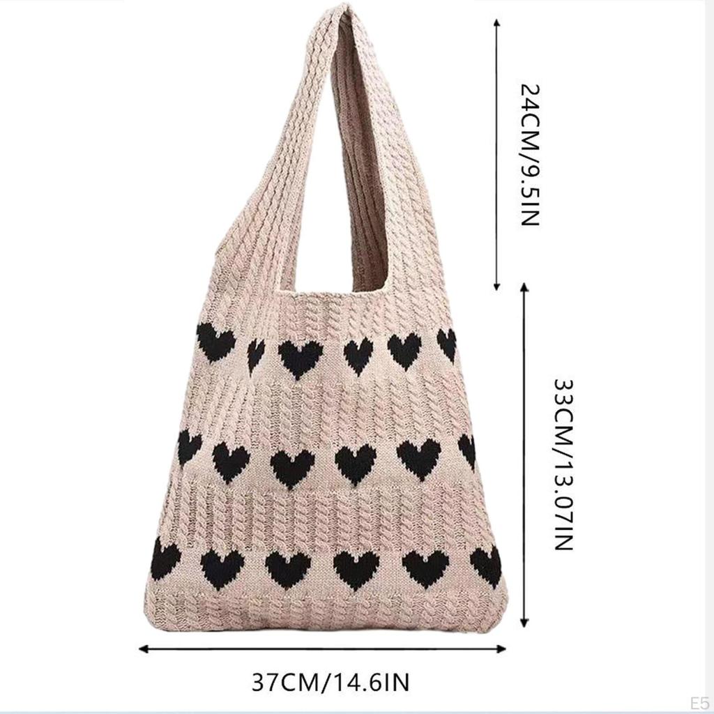 Shoulder Bag Women's Knit Tote Aesthetic Pouch Underarm Female Purse Handbag Crocheted Bags