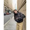 Short down jacket women's new small thickened loose bread jacket stand-up collar winter coat brown