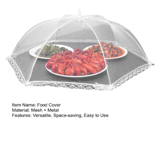 Foldable Food Cover Umbrella-Style Mesh Net with Stainless Steel Frame Fly