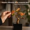 Metal Tree Ornament with Crystal Base Elegant Floral Branch Tabletop Figurine