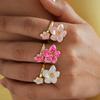 Kleurrijke Metalen Open Bloem Ring voor Vrouwen Prachtige Zoete Bloemen Vingerring Elegante Vintage Veelzijdige Verstelbare Sieraden Cadeau