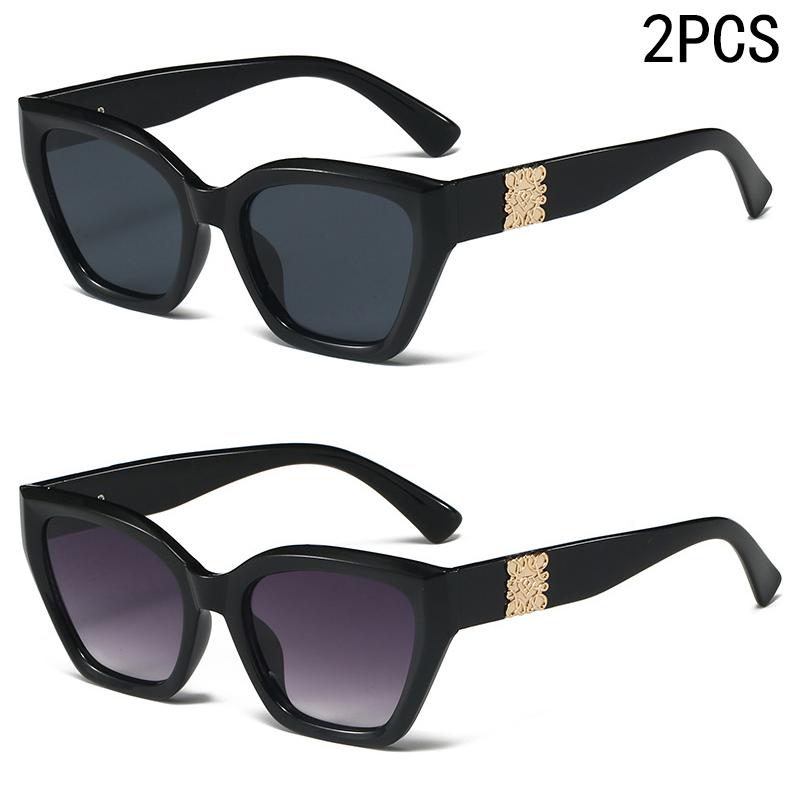 2/6PCS Sunglasses For Women New Retro Cat Eye Sunshade Sun Protection Fashion Street Photography Sunglasses Trend 3198