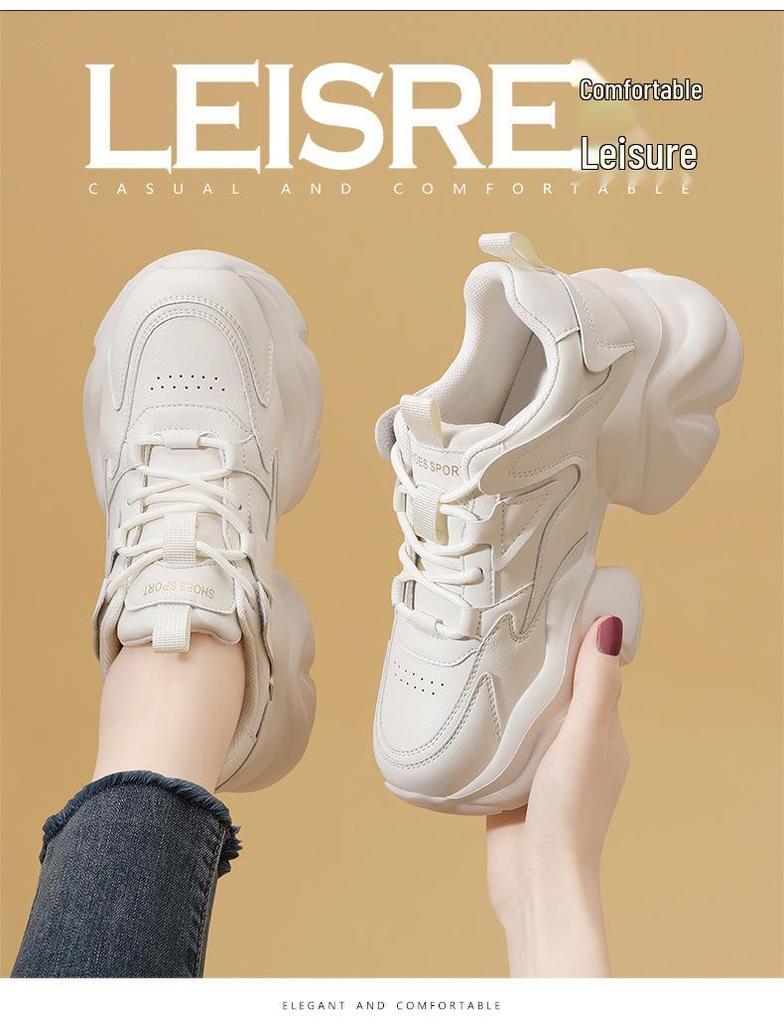 Damen Schwarze Dad Shoes, Herbst/Winter 2025, Dicke Sohle, Modische Höhenverstärkung mit Plus-Samt, Kleine Füße Lässige Sneaker.