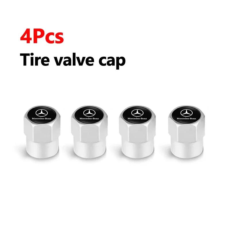 WXUKM1 C200 E200 New 2025 For Mercedes Benz 4Pcs Car 3D Logo Tire Valve Caps Emblem Cap Case For Mercedes Benz AMG Smart W205 C300 W203