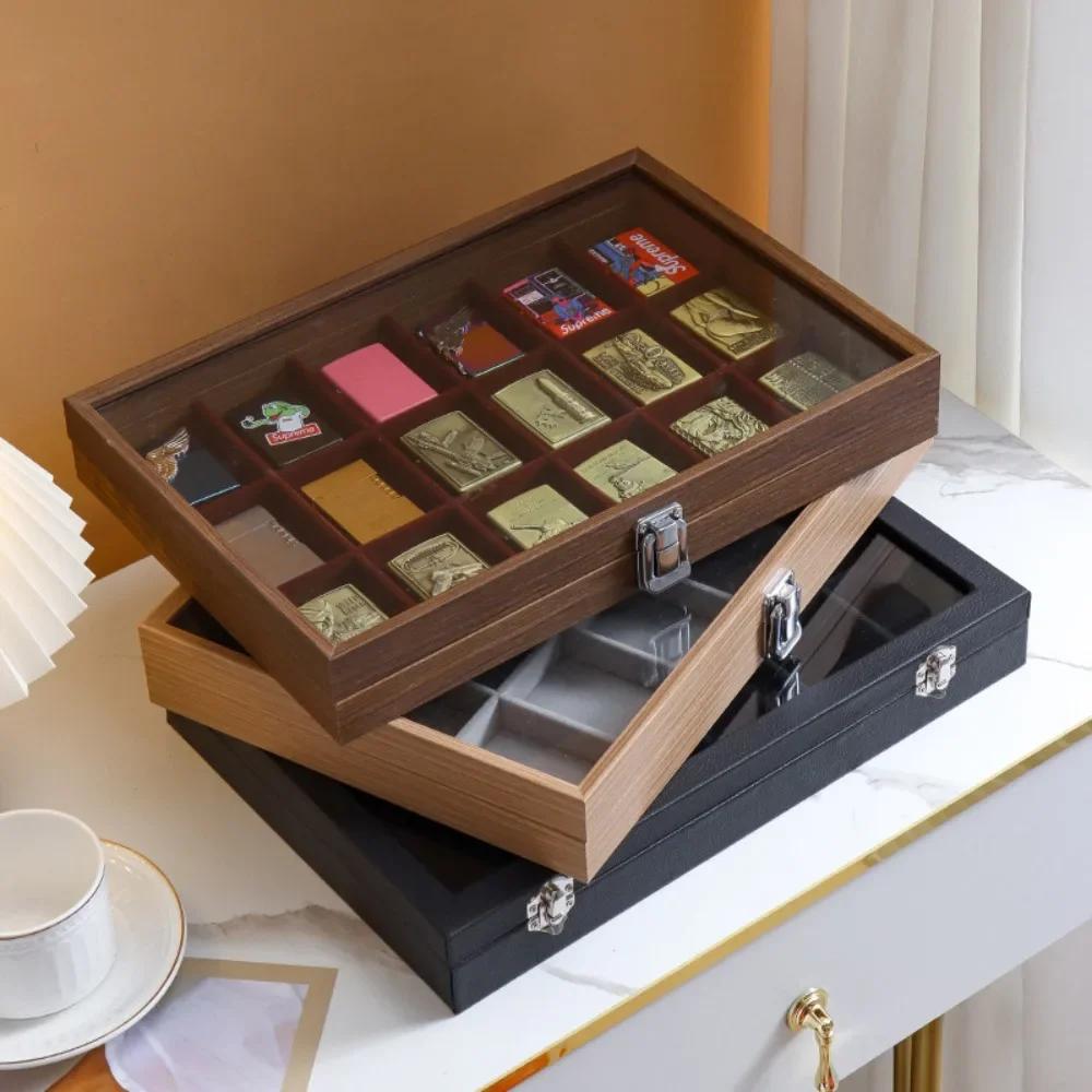 Lighter Storage Box Lighter Display Holder Windproof Igniter Display Stand Transparent with Lid Dustproof Large Capacity Case