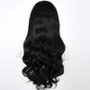 European American Front Lace Wig Women's Long Curly Hair Black Big Wave High Temperature Silk Headgear