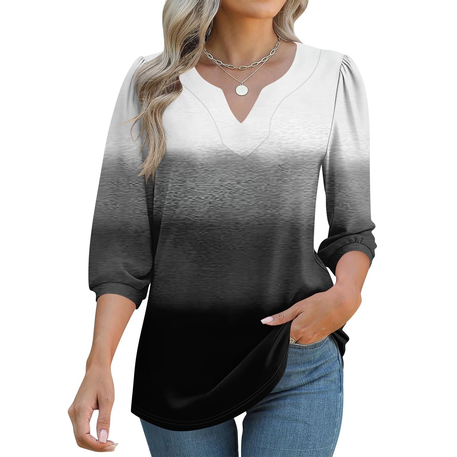 

Женские футболки с рукавом 3/4, футболки с графикой, повседневные базовые топы, пуловеры M чёрный