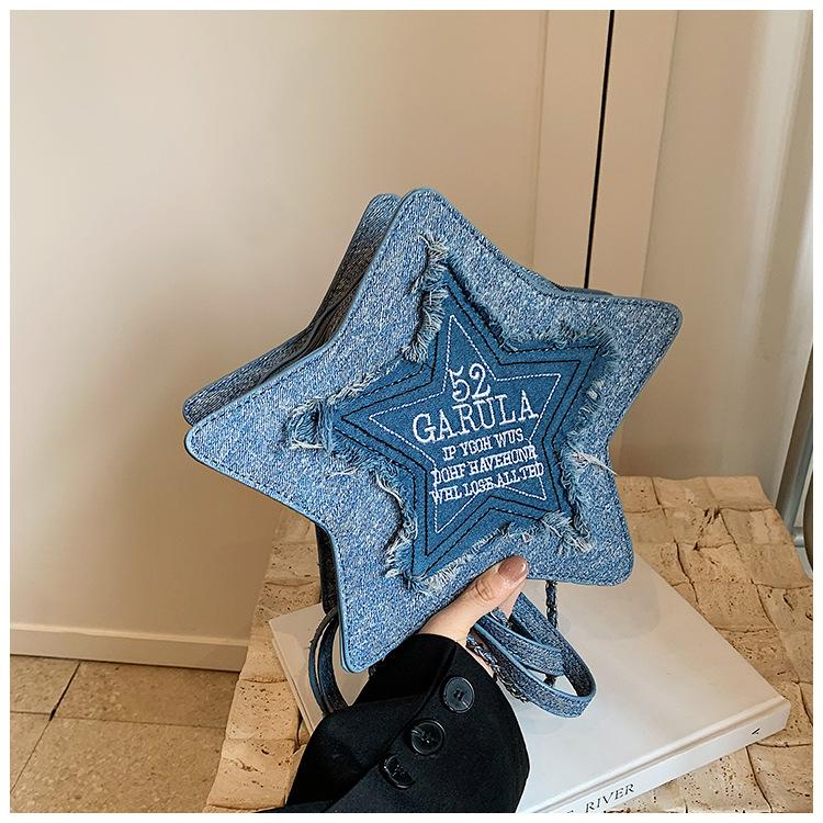 

Универсальный рюкзак Niche Design из денима синего цвета с пятиконечной звездой, новая модная многоцелевая женская сумка-мессенджер 2024 года