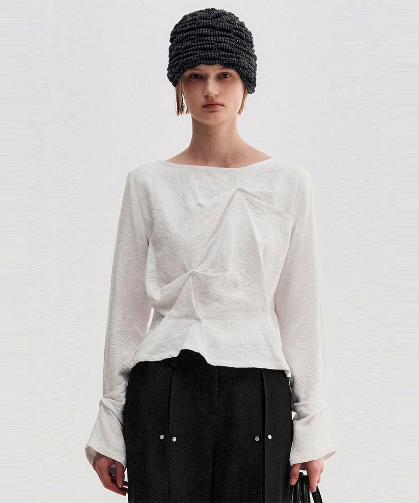 Kimjisu Pinched Long Sleeve Top _ White