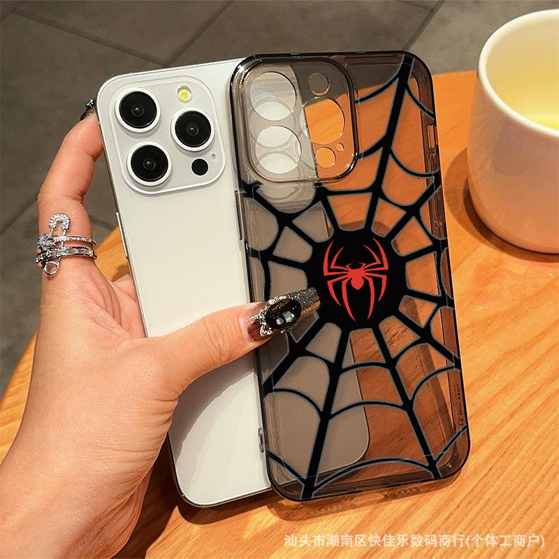 Spider Web for Apple 16/15/14/13 mobile phone case iPhone12/11PROMAX transparent protective case