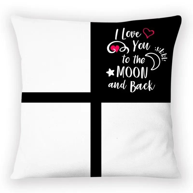 Fashionable Black and White Plaid Pillowcase Cat Paw Letter Print Pillowcase Sofa Cushion Cover Home Bedroom Room Decoration