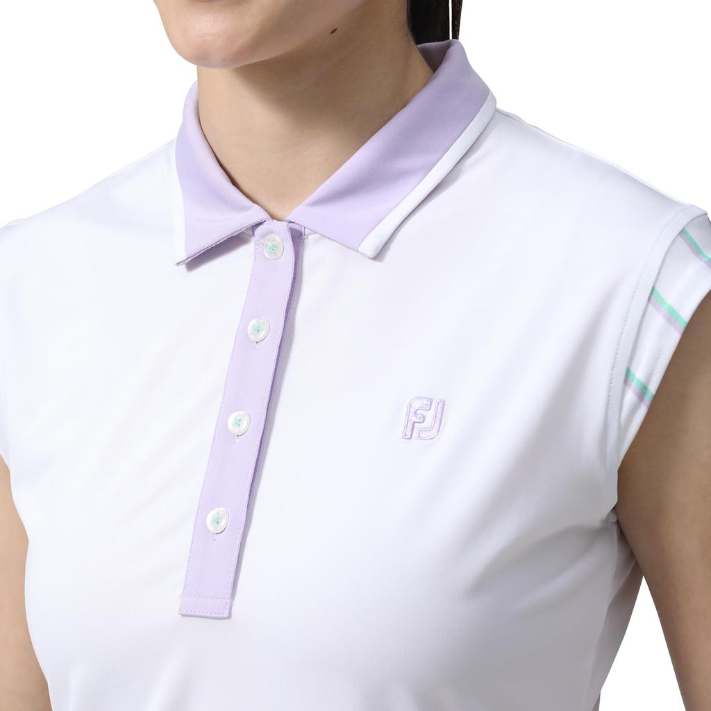 FootJoy Shoulder Stripe Cap Sleeve Shirt, White, Women's, Size Small, FJW-S24-S11, 81960-S
