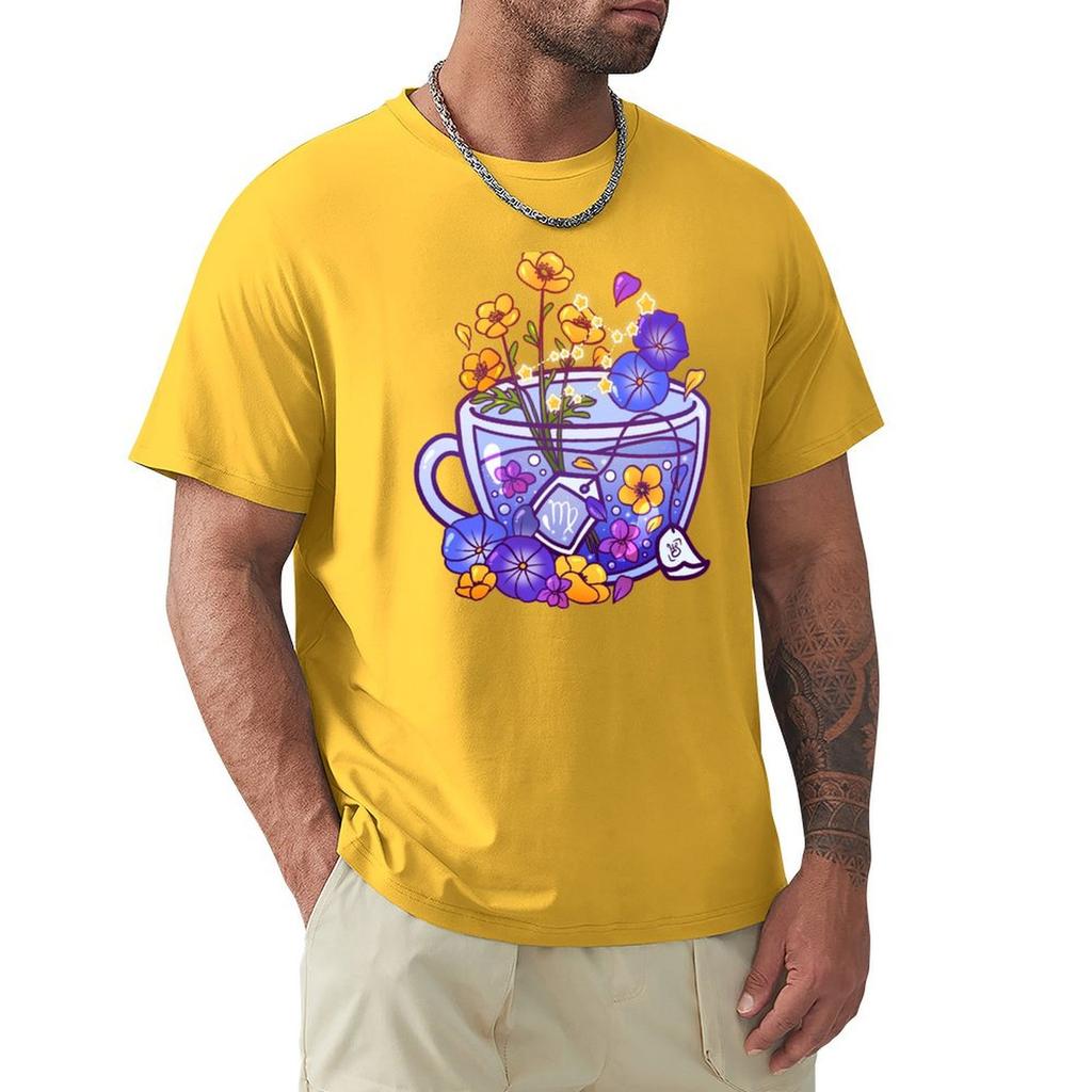 Virgo Zodiac Teacup T-Shirt Graphic Tee Shirt Blacks Anime Stuff Cheap Stuff Graphic T Shirts Men