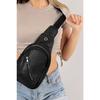 Unisex Gray Side Cross Chest And Waist Bag With Headphone Usb Port And Mobile Phone Compartment