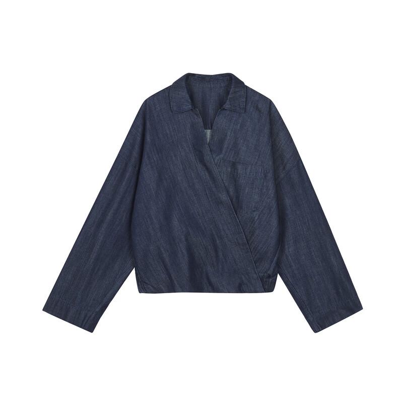 Less 2024 Autumn Loose Pullover Long-Sleeve Denim Shirt