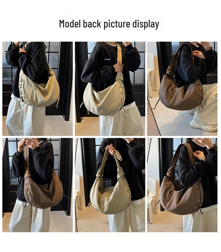 Niche Pleated Nylon Shoulder Bag: 2026 Large Capacity Dumpling Crossbody for Women and Students