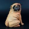 Artificial Pug Dog Model Statue Realistic Reusable Plastic Pug Dog Model Statue Cute  For Home Or Garden