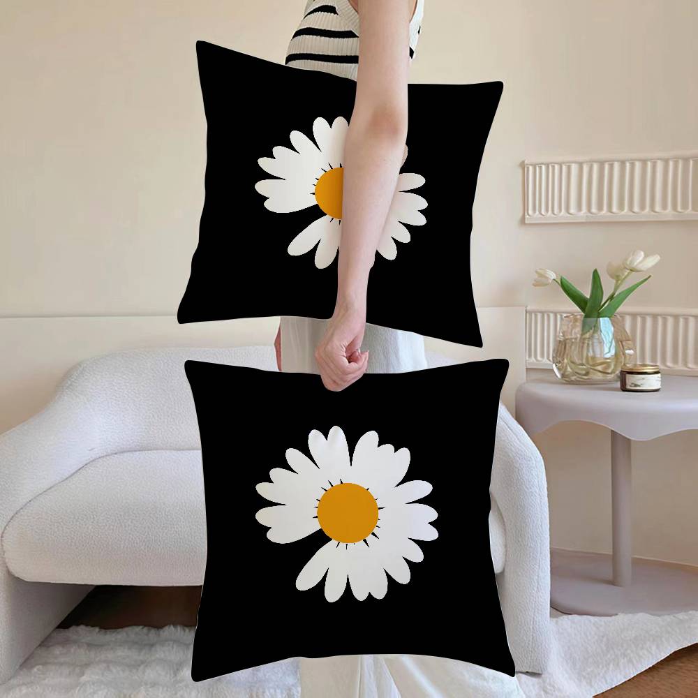 Anime Daisy Pillow Case Sofa and Living Room Decorative Cushion Covers Dust-proof and Mite-proof Invisible Zipper