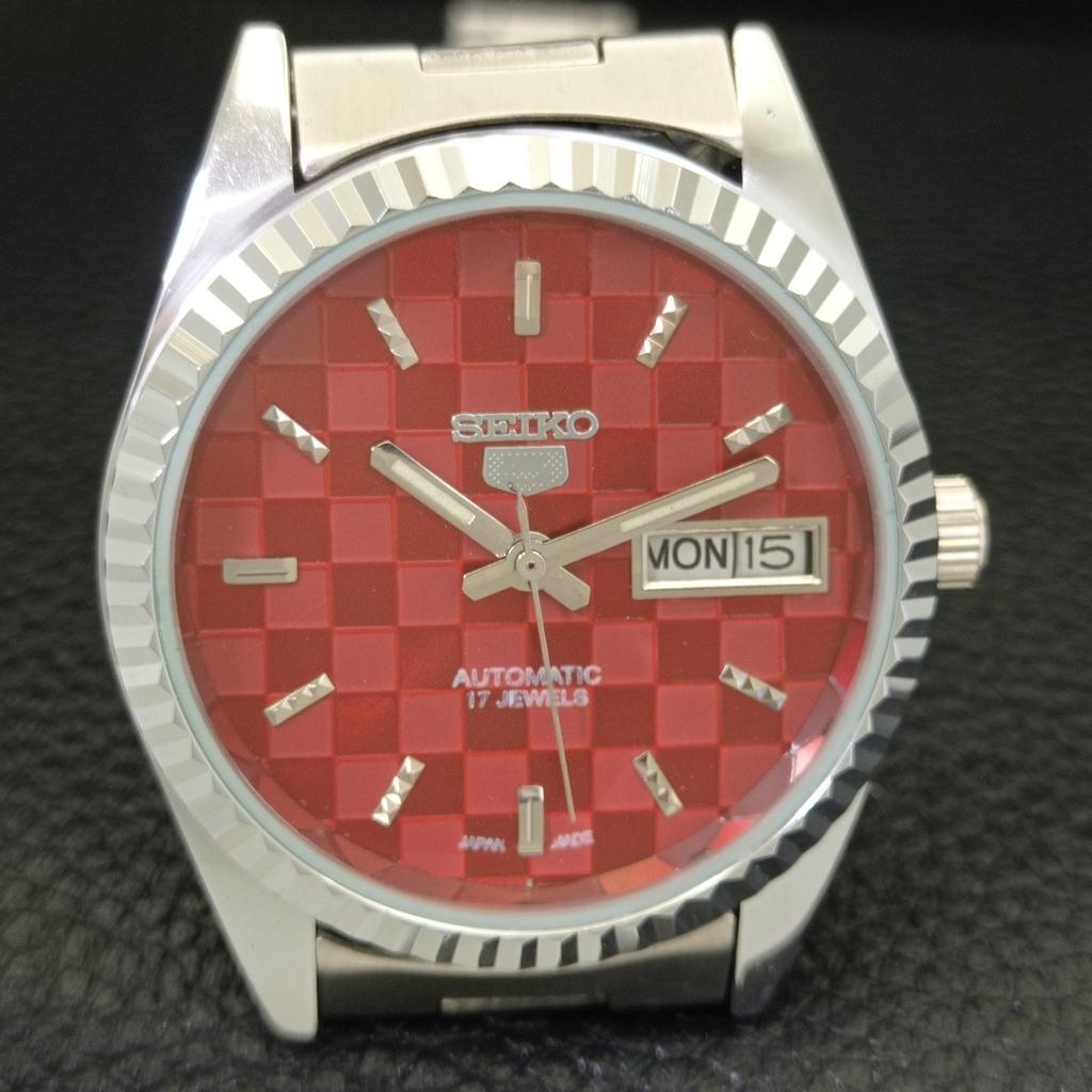 JAPAN VINTAGE REFURBISHED SEIKO 5 AUTOMATIC MENS RED COLOR DIAL WATCH A440366-9 Sk-a440366-1