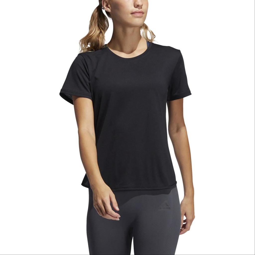 Adidas T Shirts Women's Black Crew Neck Moderate Straight Fit GQ9417