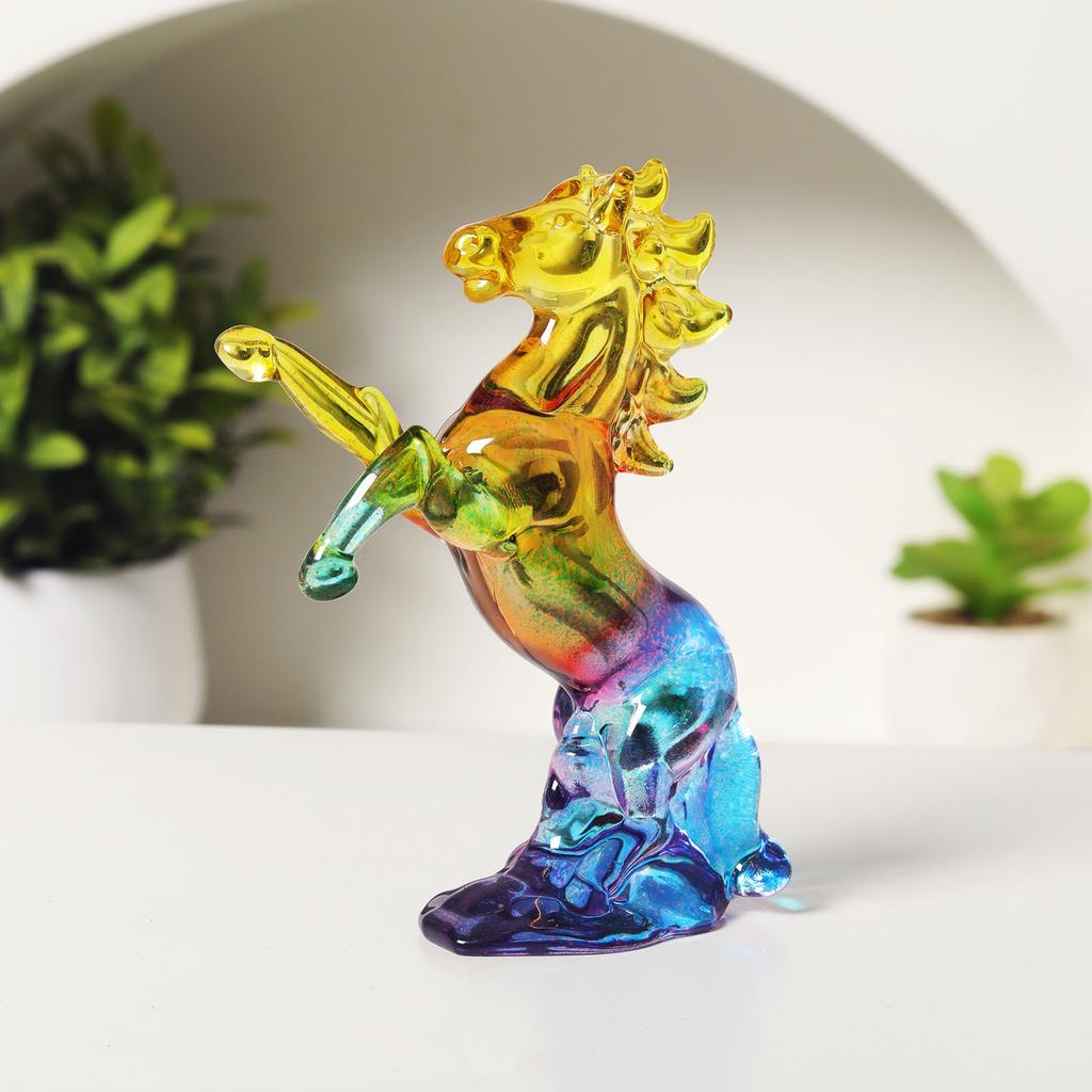 Crystal Horse Statues Realistic Animal Art Figurines Collections Ornament Standing Horse Figurines for Home Decors