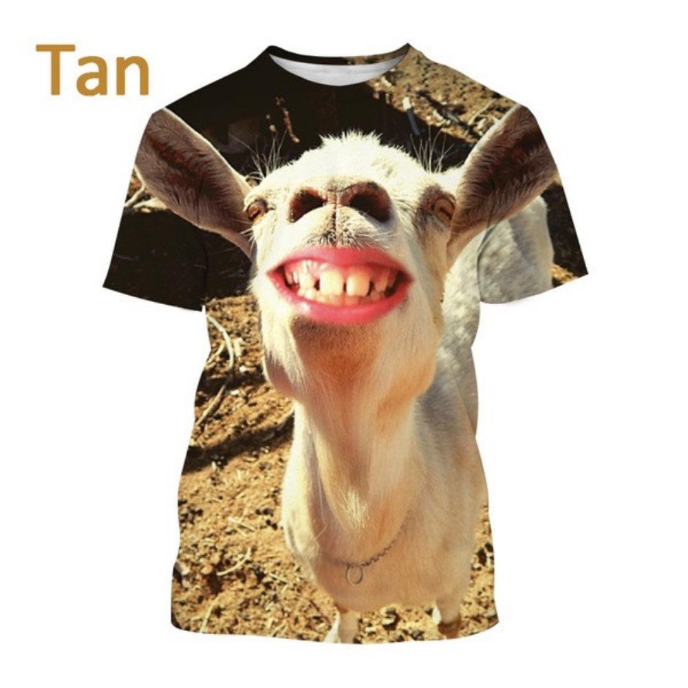 Fun Animal Goat 3D Printed T-shirt Summer Fashion Casual Round Neck Short Sleeve Harajuku Street Style T-shirt Top