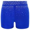 Kids Performance Shorts with Sparkling Rhinestones V-Front Elastic Waistband for Dance Gymnastics