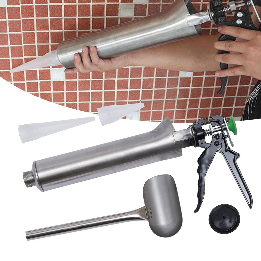 Bymaocar Angled Nozzle Cement Wall Sewing Gun Pump Grouting Tool Tile Grouting Gun Stainless Steel Body W/ Metal Ratchet Handle