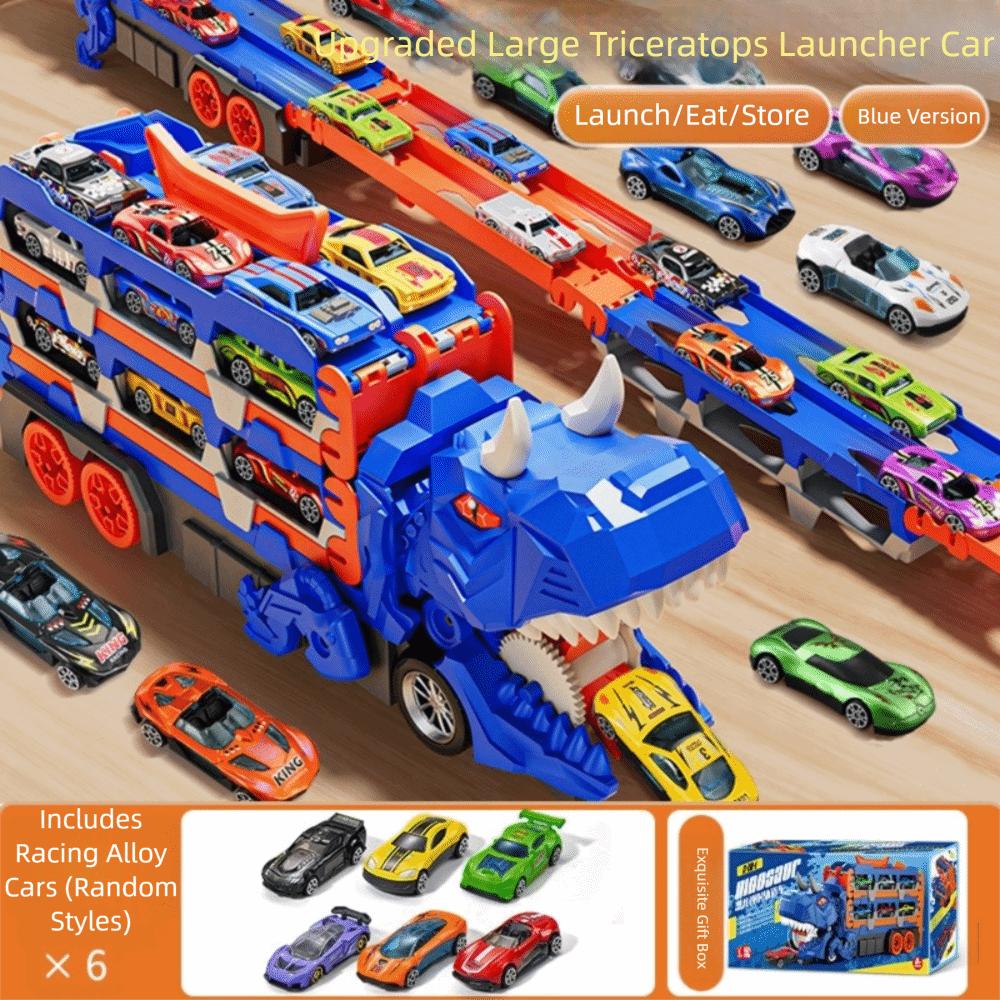 Foldable Track Dinosaur Foldable Truck Toy Transforming Molded Racing Cars Dinosaur Transport Truck Toys Metal Mini Cars