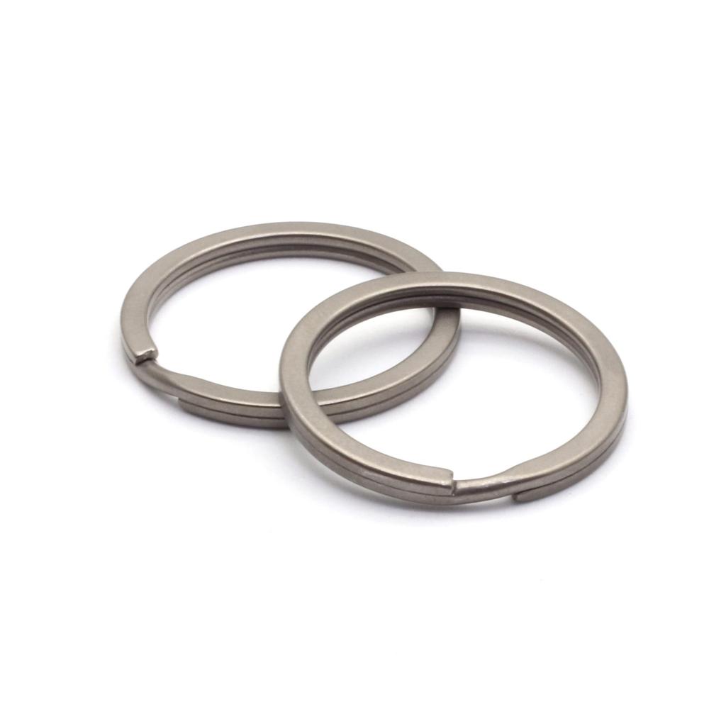 Titanium Ti Ring Keychain Glossy Outer Diameter F Glossy [TUNUKE] Carabiner, Gray, Flat, 18/25/30mm (18mm, Gray)